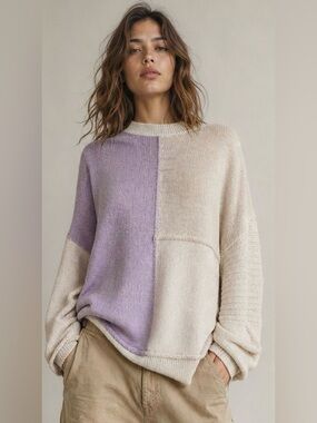 NWT - Mystree Colour Block Pullover in Lilac Combo